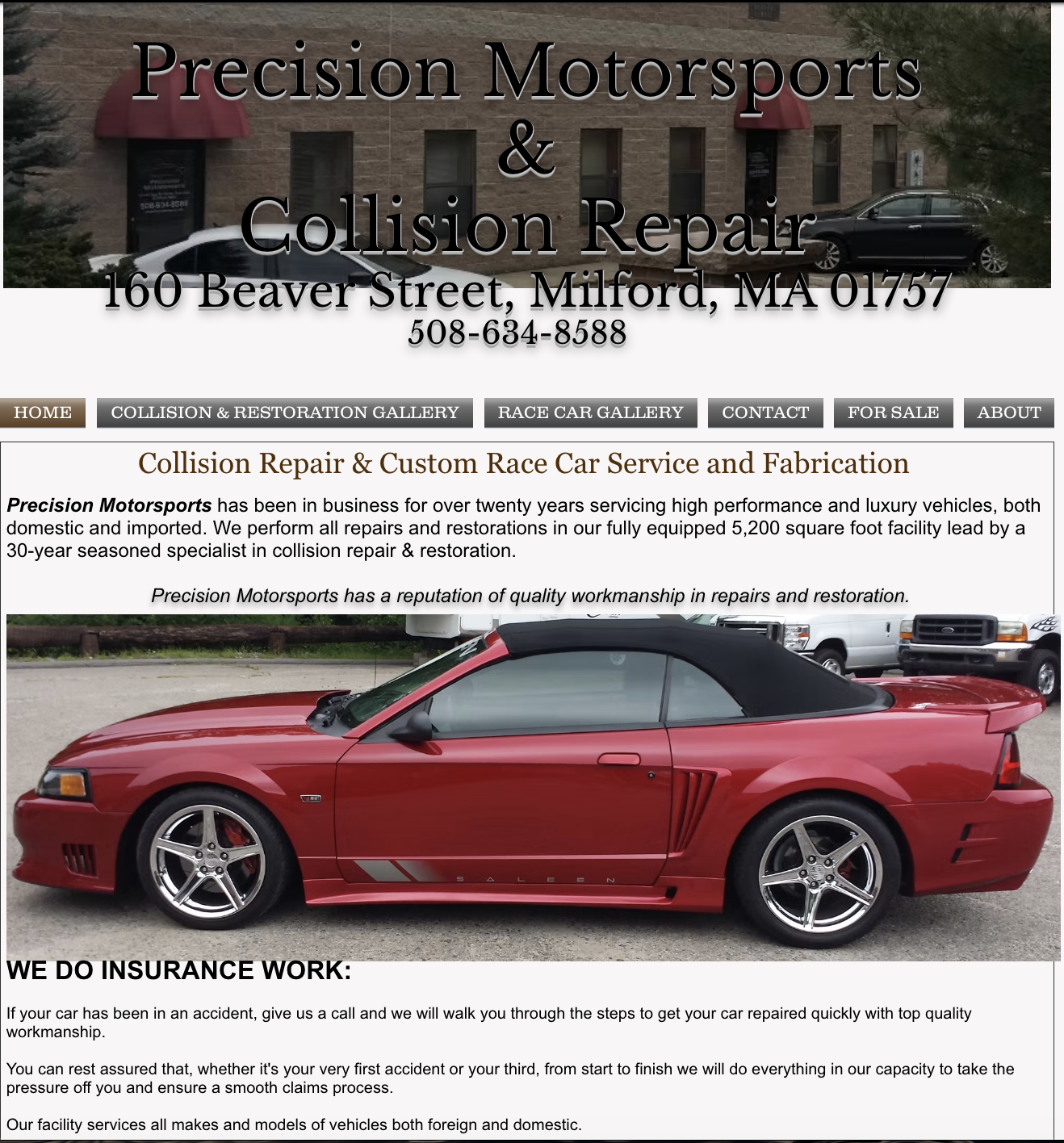 Precision Motorsports old Wix site — Services