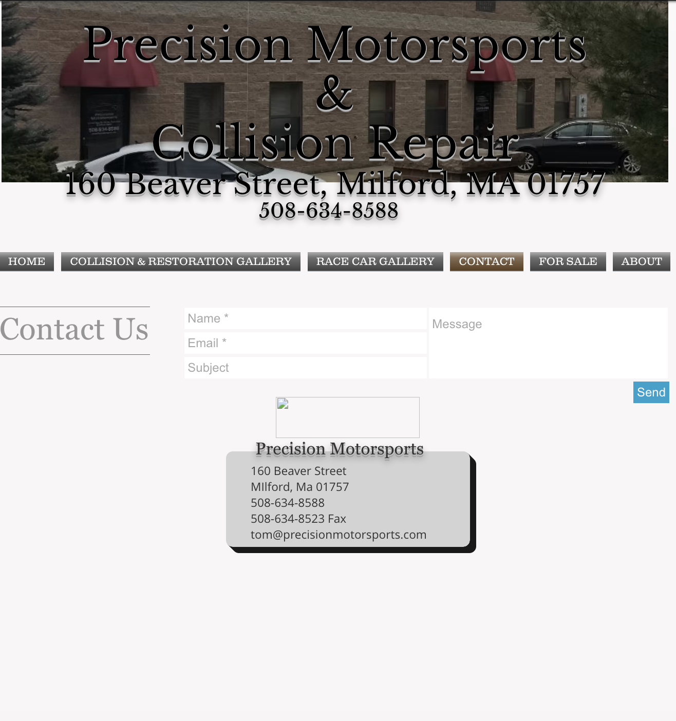 Precision Motorsports old Wix site — Contact